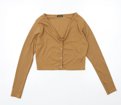 TU Womens Brown  Jersey Cardigan Jumper Size M