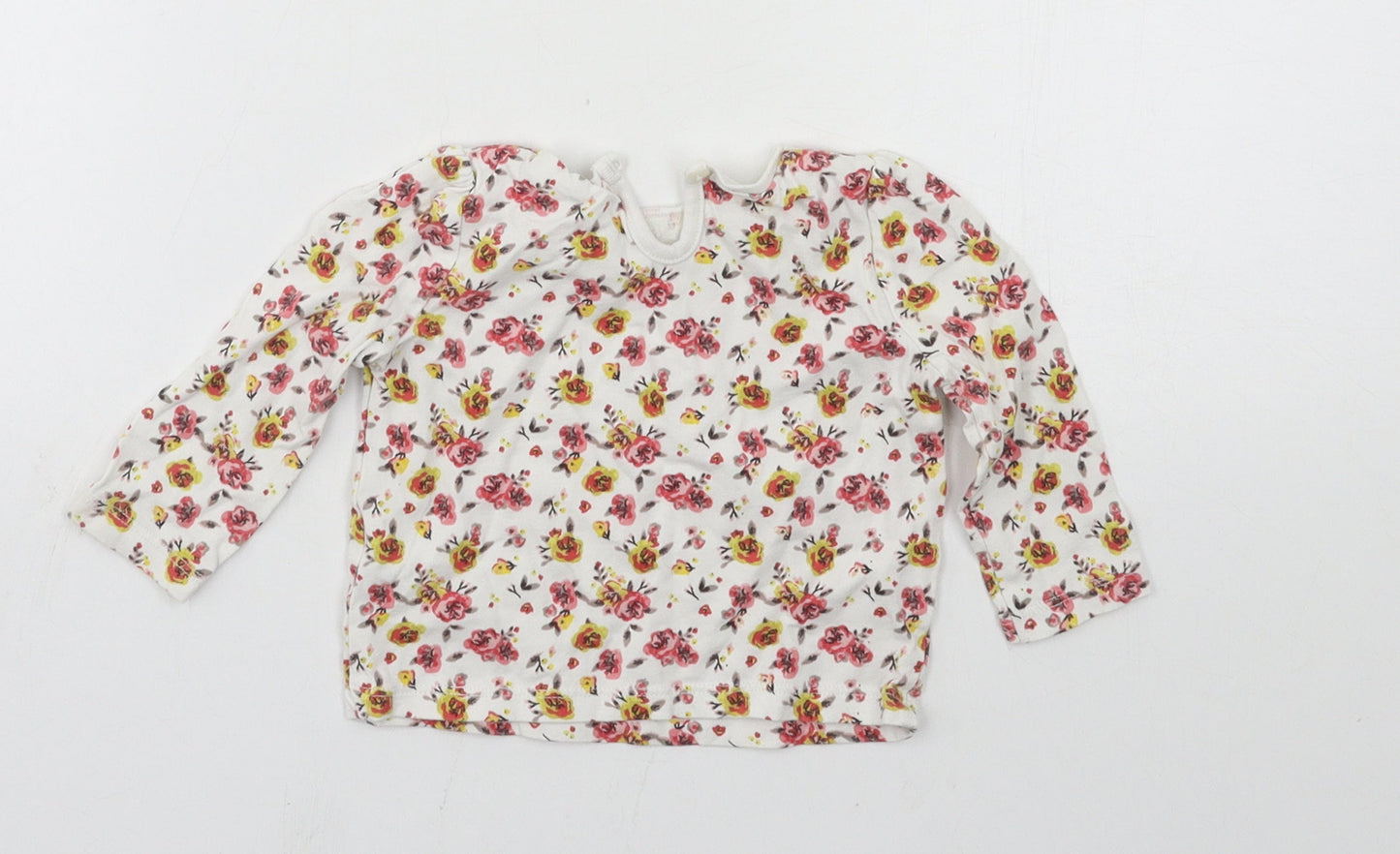 F&F Girls White Floral Jersey Basic T-Shirt Size 3-6 Months