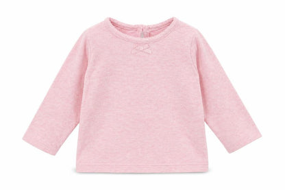 Front view of George girls’ pink jacquard basic t-shirt, size 3-6, months