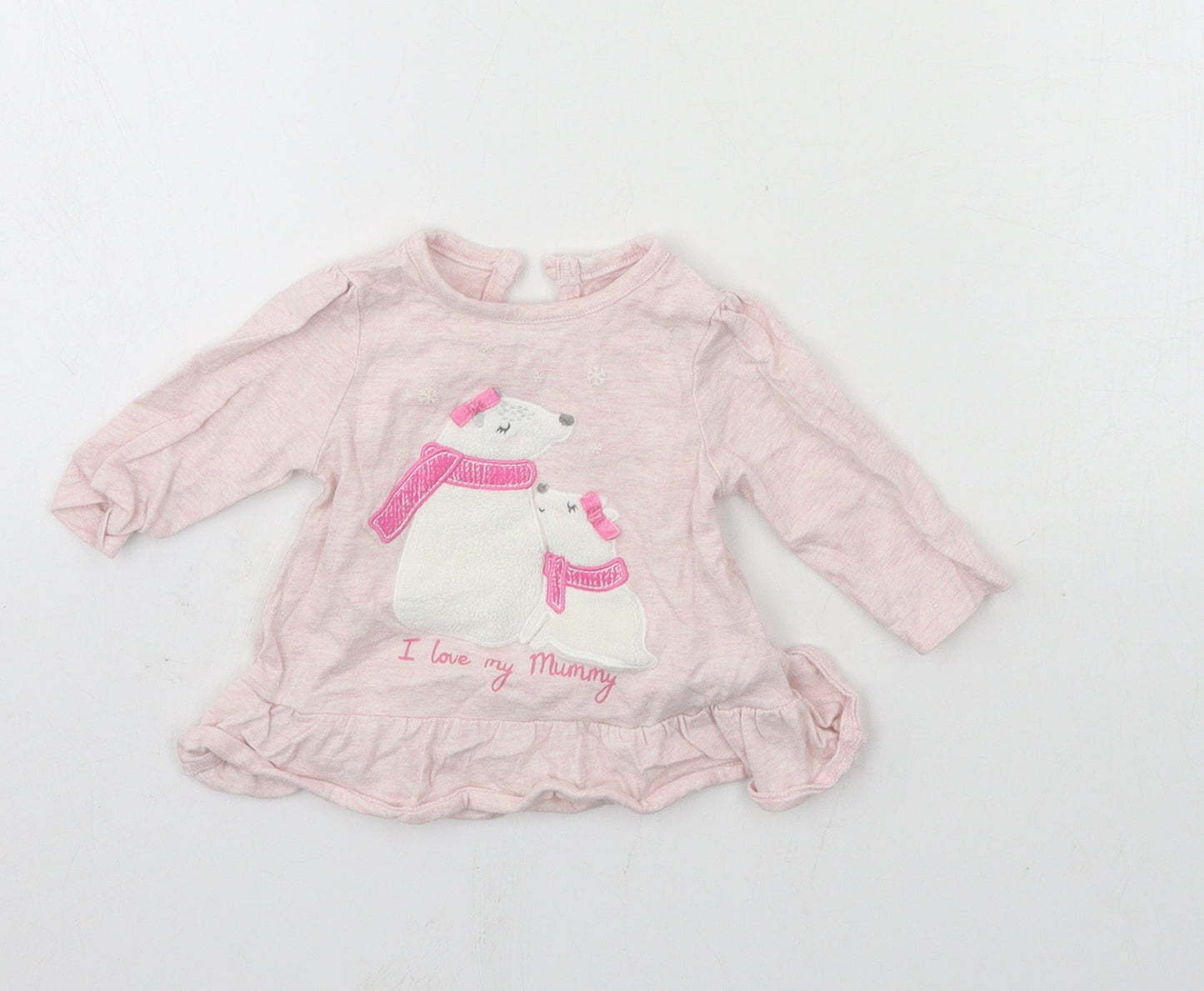 George Girls Pink  Jersey Basic T-Shirt Size Newborn  - Polar bear