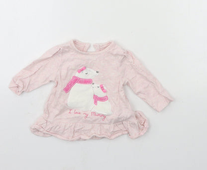 George Girls Pink  Jersey Basic T-Shirt Size Newborn  - Polar bear