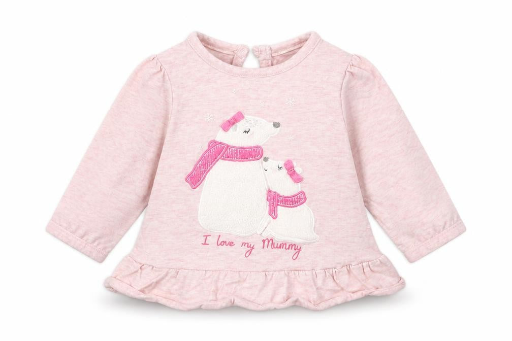 Front view of George girls’ pink jersey basic t-shirt size newborn - polar bear