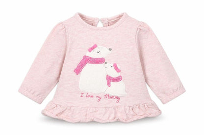 Front view of George girls’ pink jersey basic t-shirt size newborn - polar bear