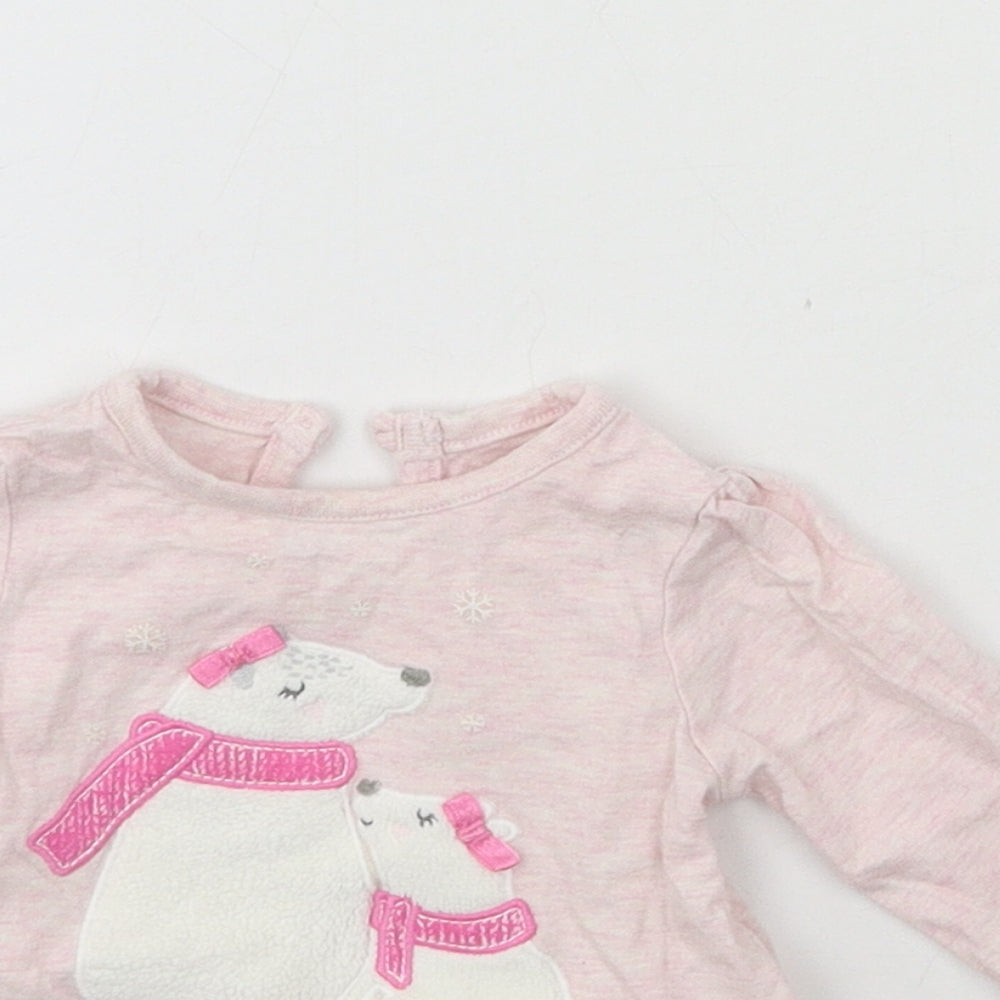 George Girls Pink  Jersey Basic T-Shirt Size Newborn  - Polar bear