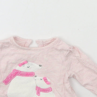 George Girls Pink  Jersey Basic T-Shirt Size Newborn  - Polar bear