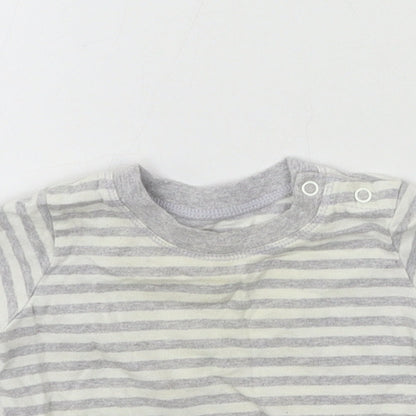 Matalan Boys Grey Striped Jersey Basic T-Shirt Size 0-3 Months