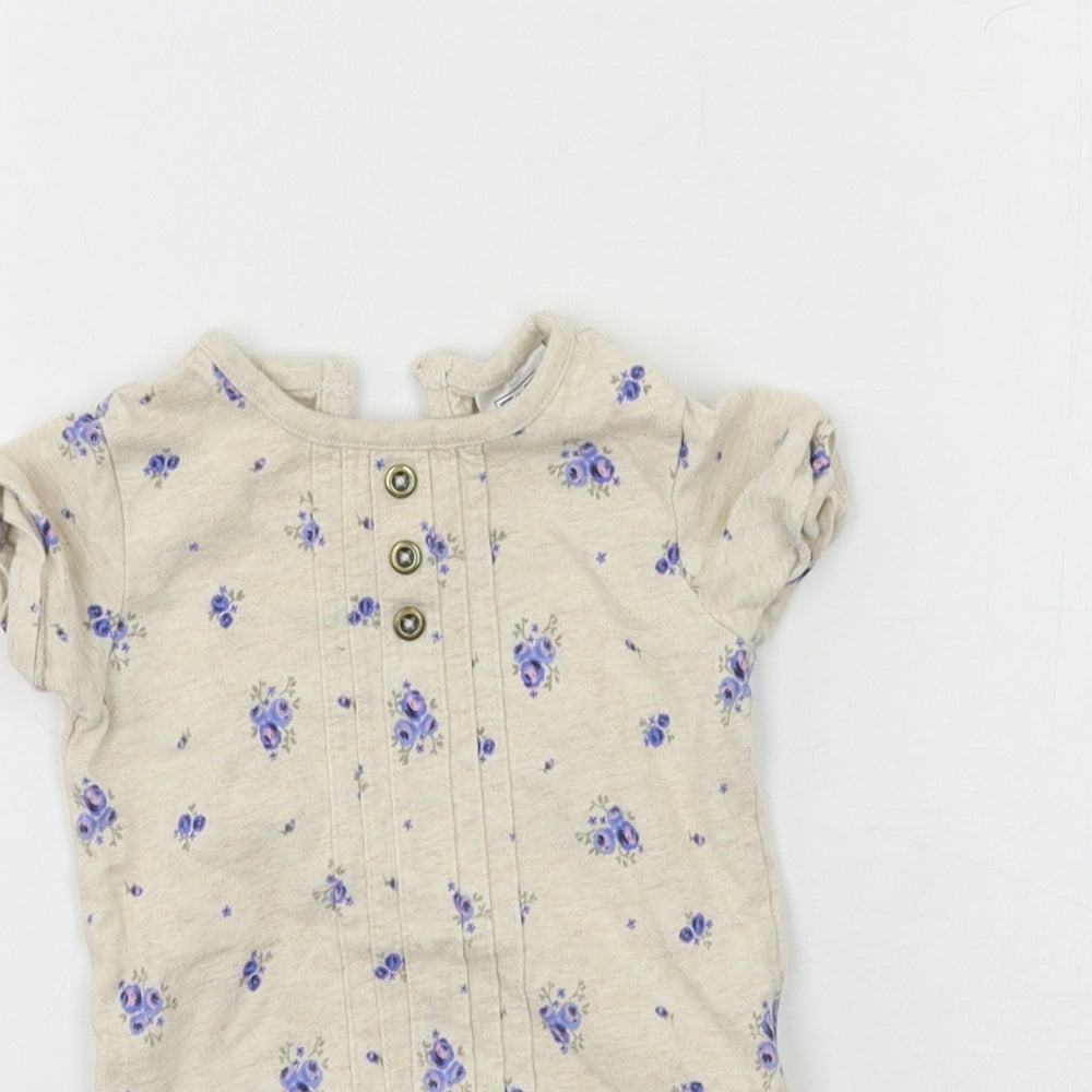F&F Girls Beige Floral Jersey T-Shirt Dress  Size 3-6 Months
