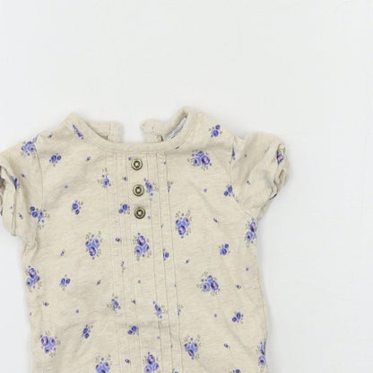F&F Girls Beige Floral Jersey T-Shirt Dress  Size 3-6 Months