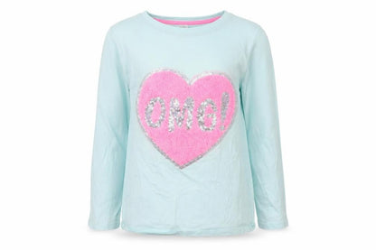 Front view of Pep&Co girls’ blue jersey basic t-shirt, size 10-11, years - omg