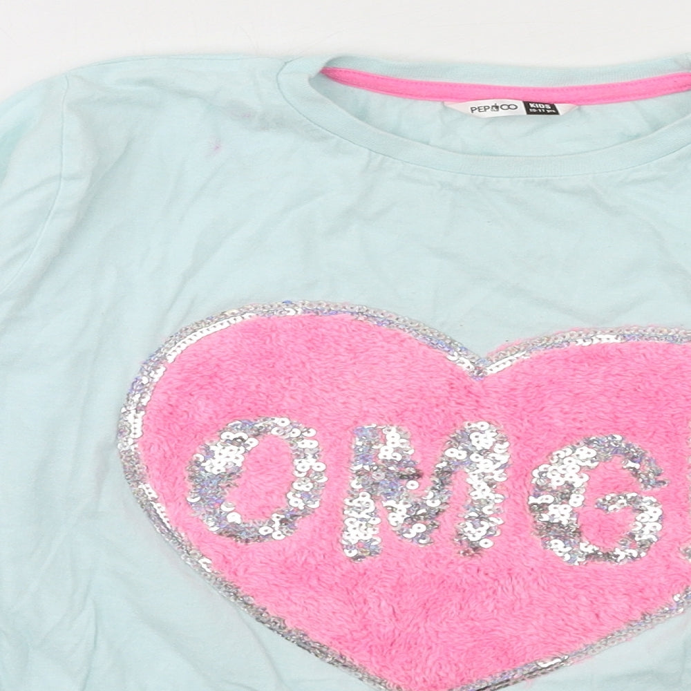 PEP & CO Girls Blue  Jersey Basic T-Shirt Size 10-11 Years  - OMG