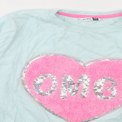 PEP & CO Girls Blue  Jersey Basic T-Shirt Size 10-11 Years  - OMG