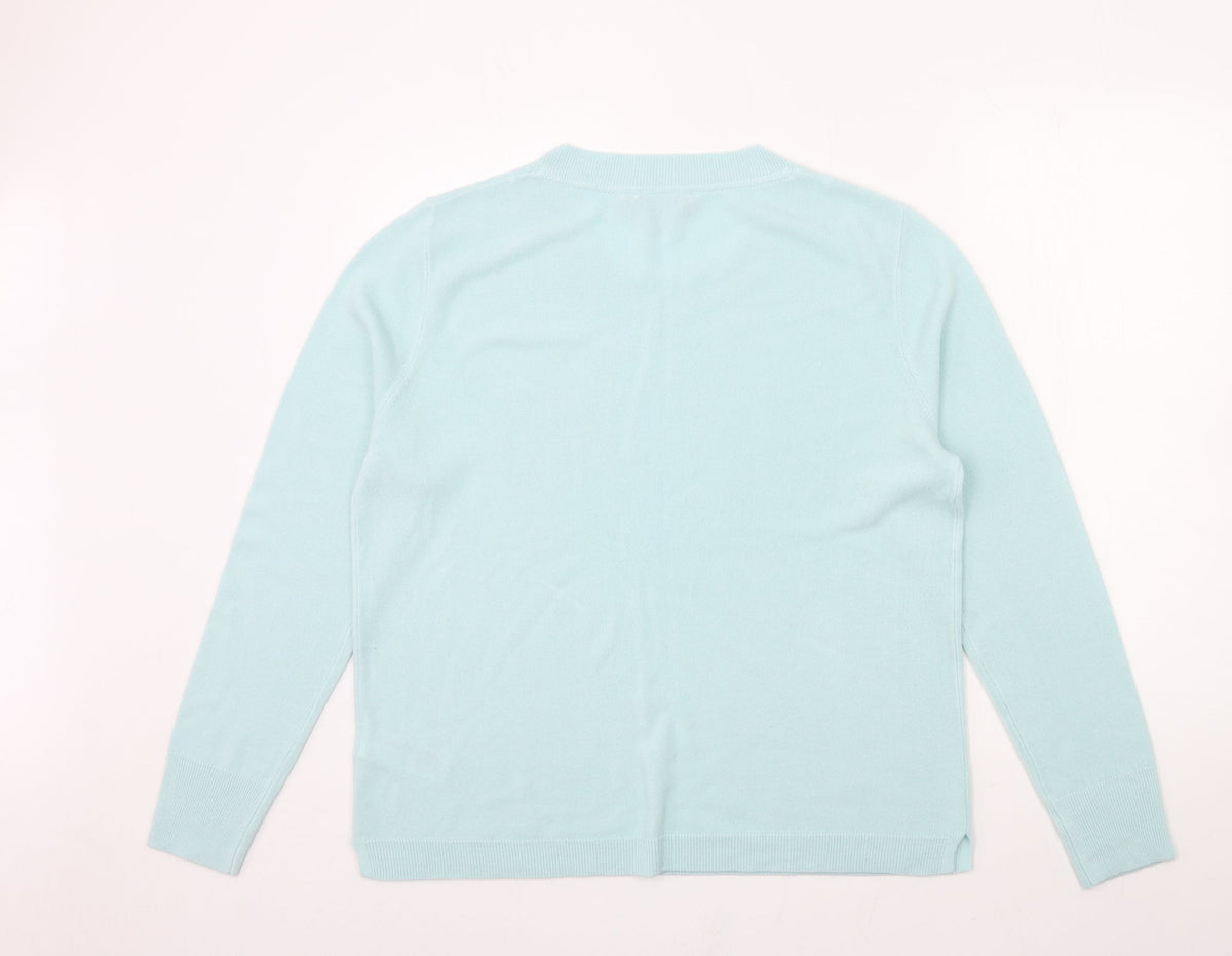 Back view of Priciples women’s blue knit jumper, size UK 18