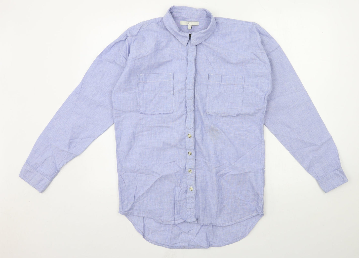Womens UK Size 8 NEXT Blue Basic Button-Up