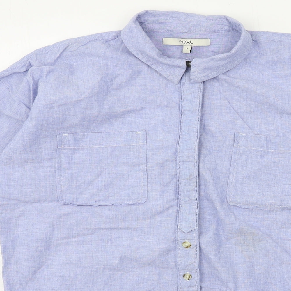 Womens UK Size 8 NEXT Blue Basic Button-Up