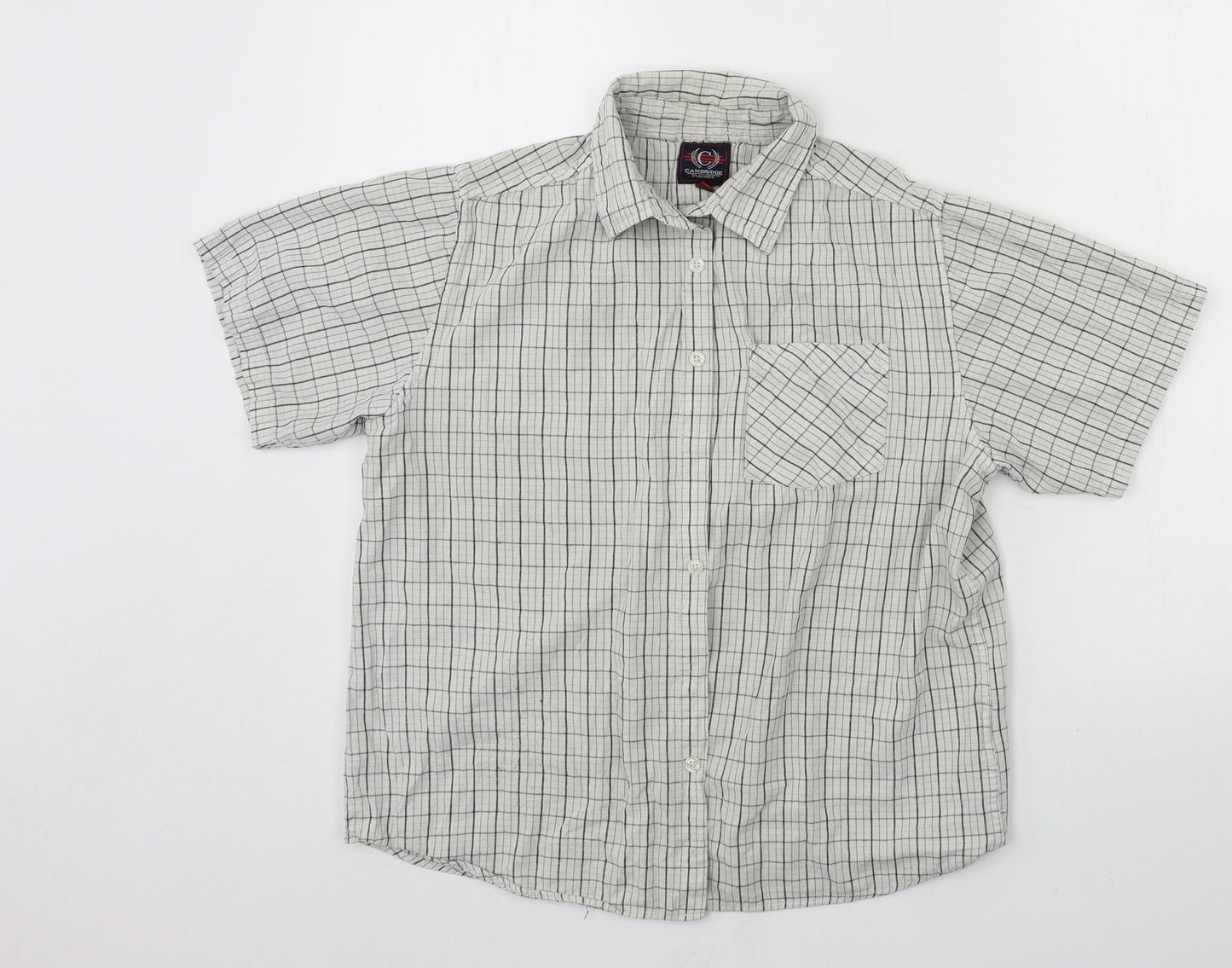 Mens UK Size L Cambridge Classics Grey  Button-Up Short Sleeve Casual Shirt