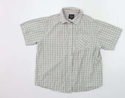 Mens UK Size L Cambridge Classics Grey  Button-Up Short Sleeve Casual Shirt