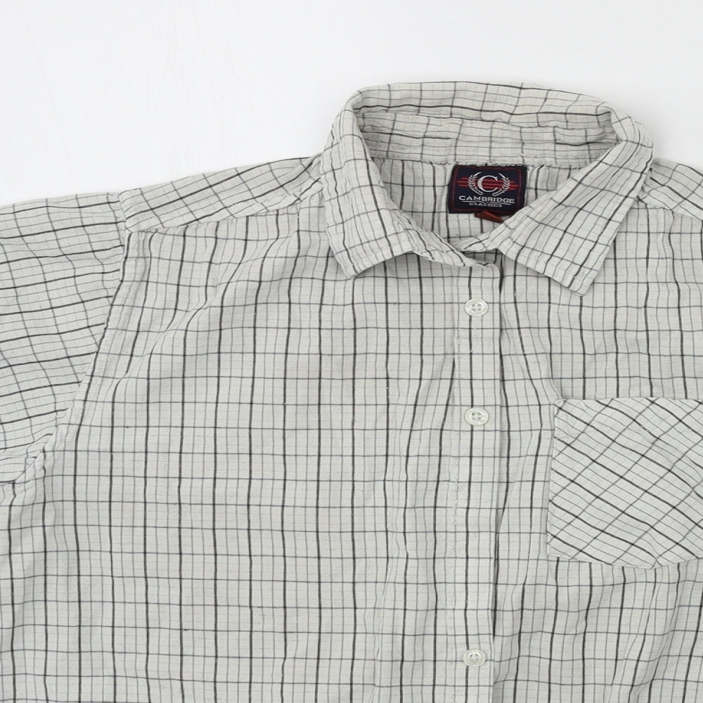 Mens UK Size L Cambridge Classics Grey  Button-Up Short Sleeve Casual Shirt