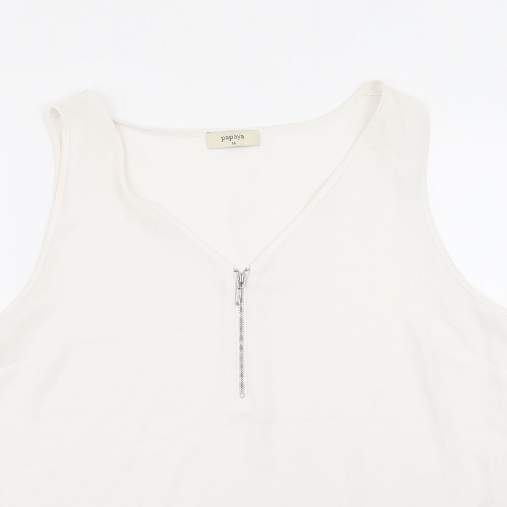 Papaya Womens White   Basic Blouse Size 14