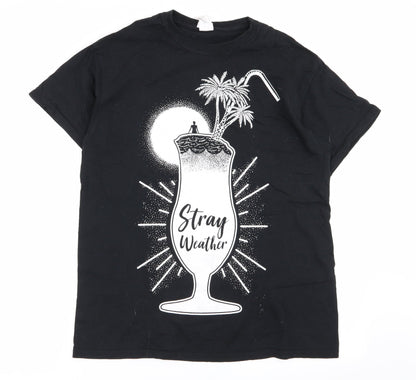 Womens UK Size M Gildan Black Basic T-Shirt