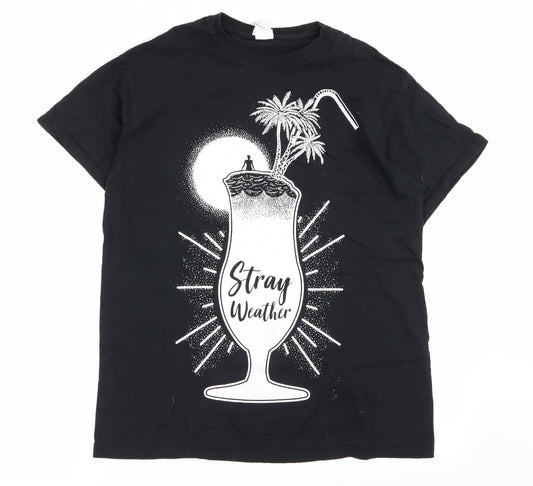 Womens UK Size M Gildan Black Basic T-Shirt