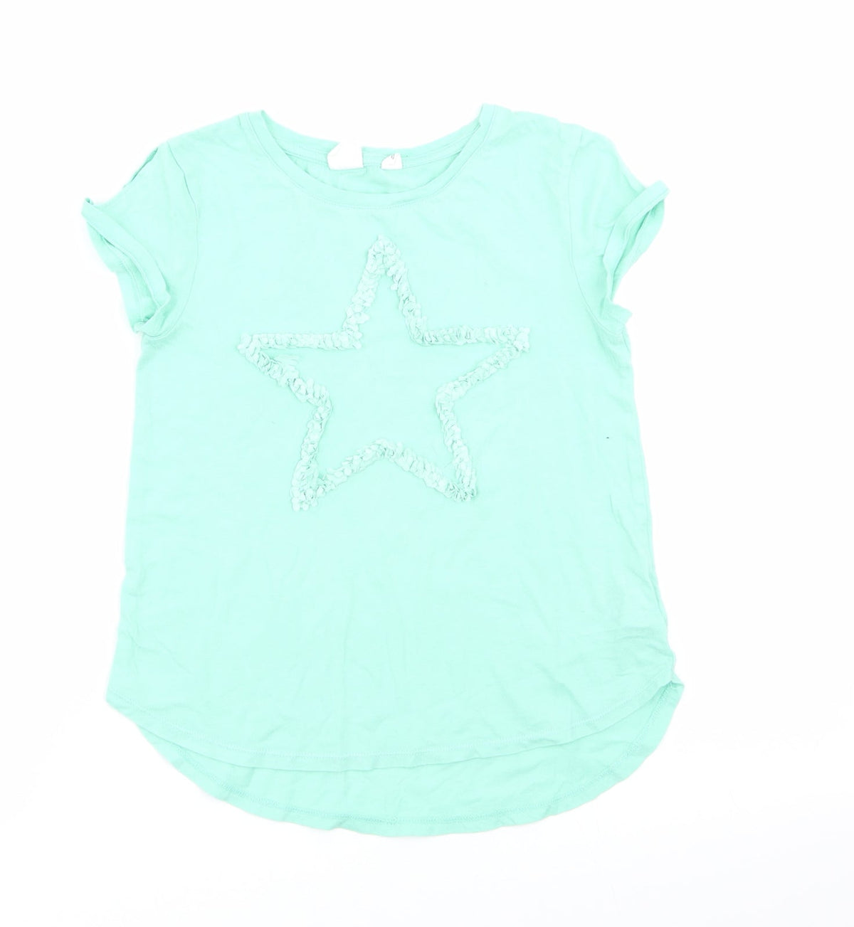 Front view of Gap girls’ green basic t-shirt, size 8, years