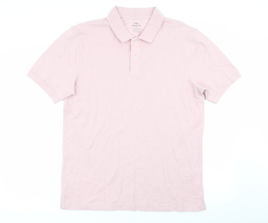 M&S Mens Pink    Polo Size M