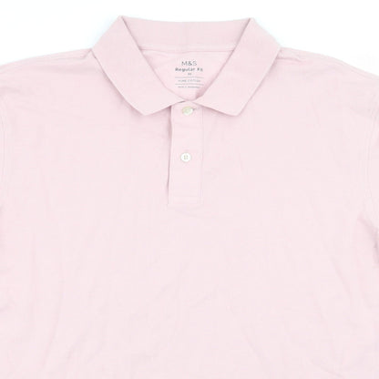 M&S Mens Pink    Polo Size M