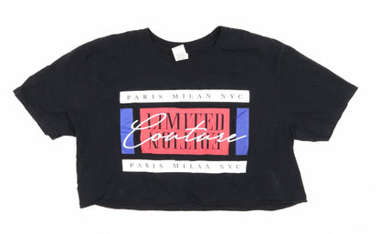 Womens UK Size L Gildan Black Basic T-Shirt