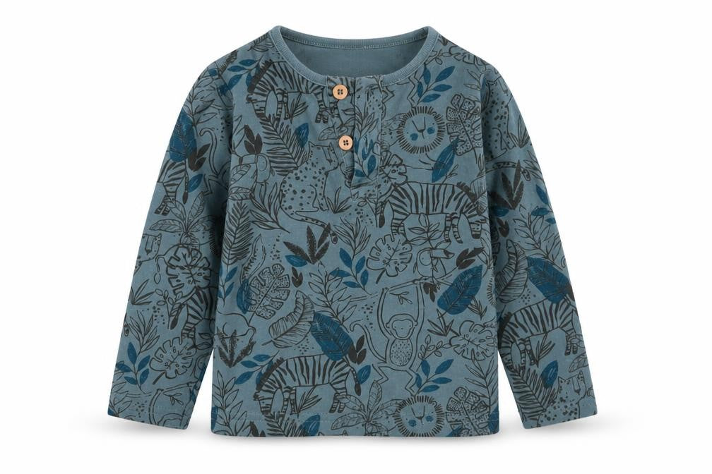 Front view of Tu girls’ green floral basic t-shirt, size 9-12, months