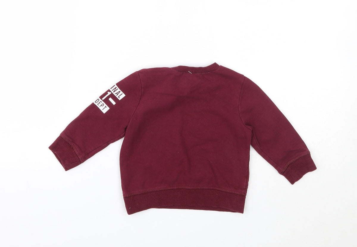 Back view of M Baby Red jumper, size 6-9, Months