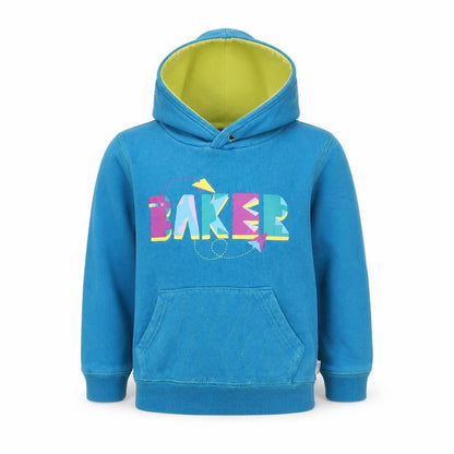 Front view of Debenhams girls’ blue geometric jumper, size 2-3, years