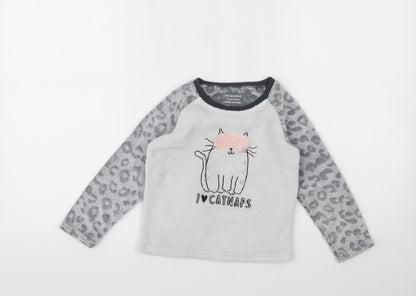 Primark Girls Grey Animal Print  Top Pyjama Top Size 3-4 Years