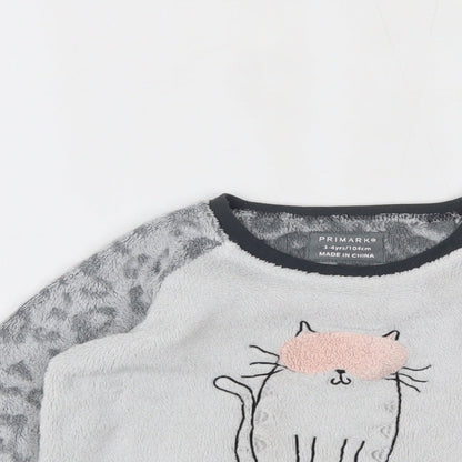 Primark Girls Grey Animal Print  Top Pyjama Top Size 3-4 Years