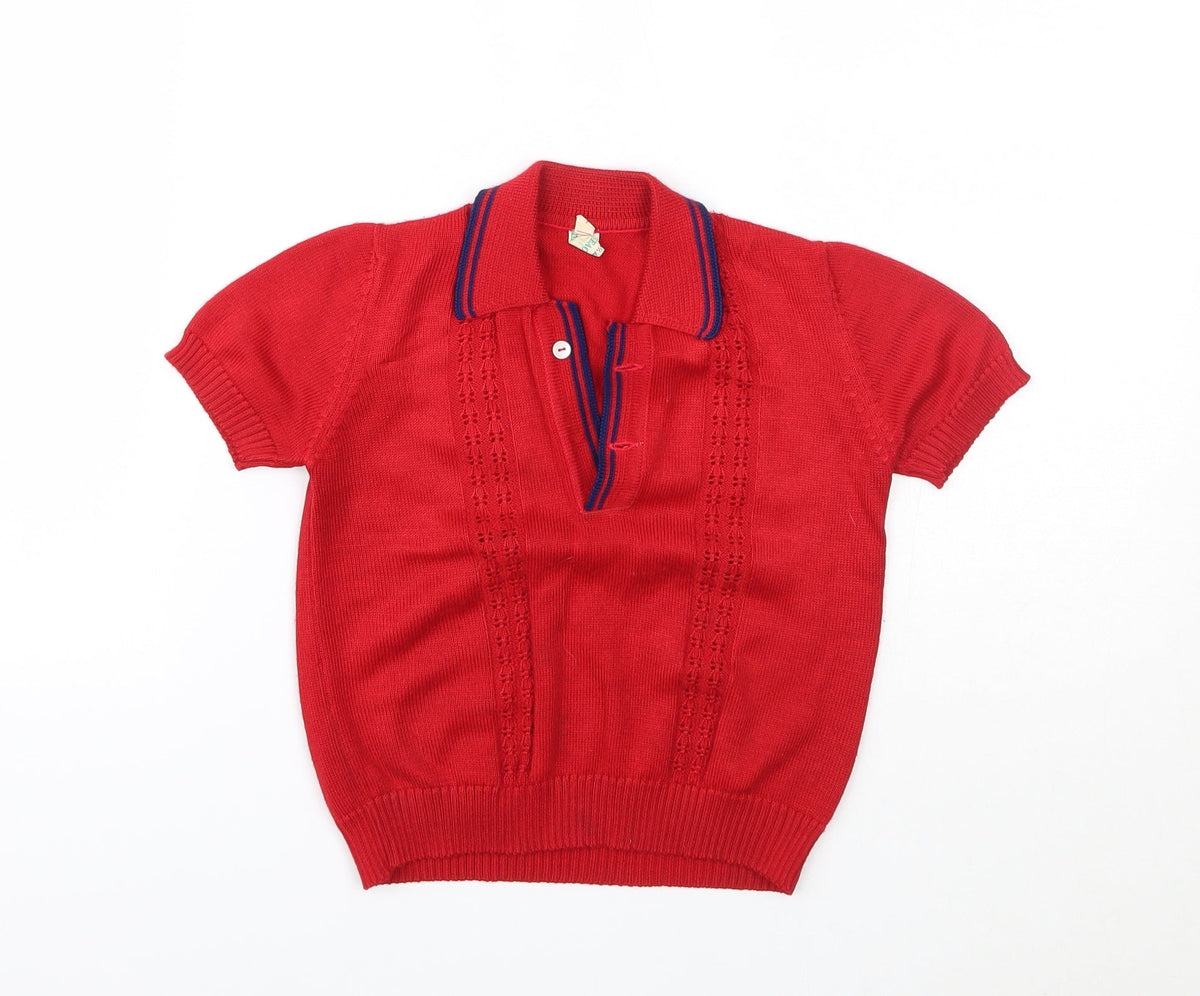 Additional front view of PREWORN boys’ red basic t-shirt, size 4, years