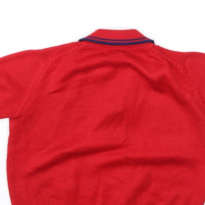 Brand and care label for PREWORN boys’ red basic t-shirt, size 4, years