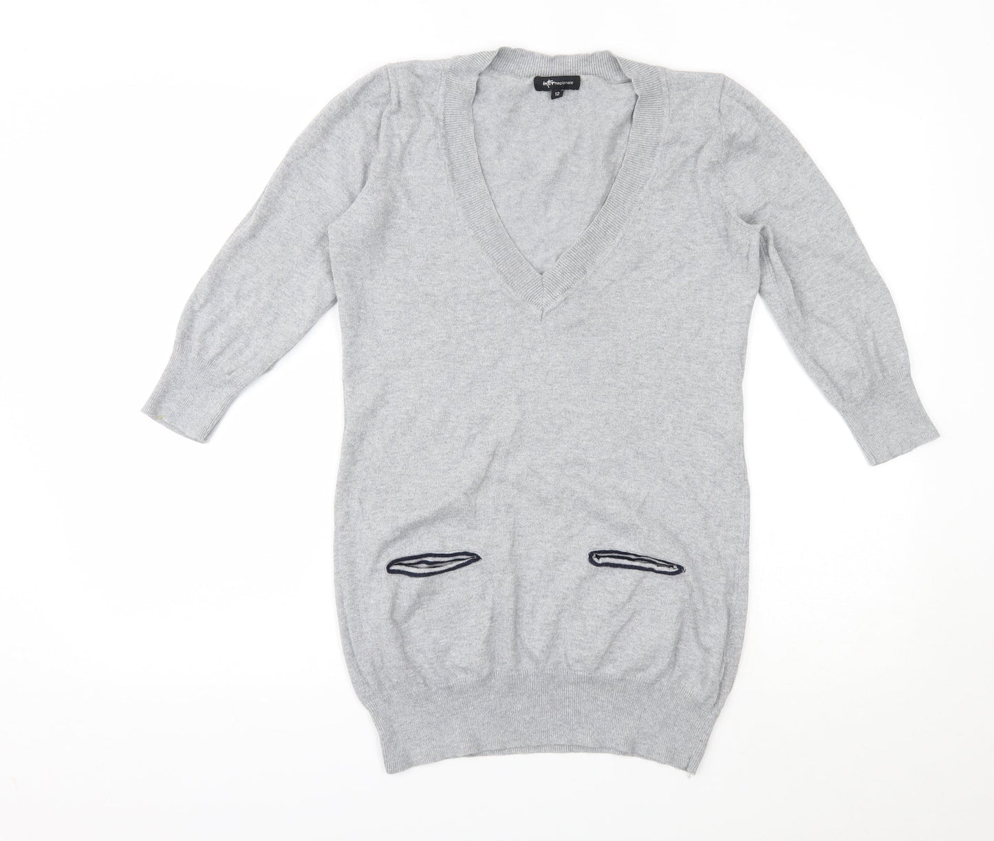 Womens UK Size 12 INTERNACIONALE Grey Pullover Jumper