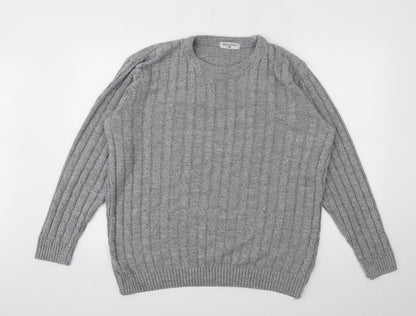 Front view of Bellisimo men’s grey pullover sweatshirt, size XL