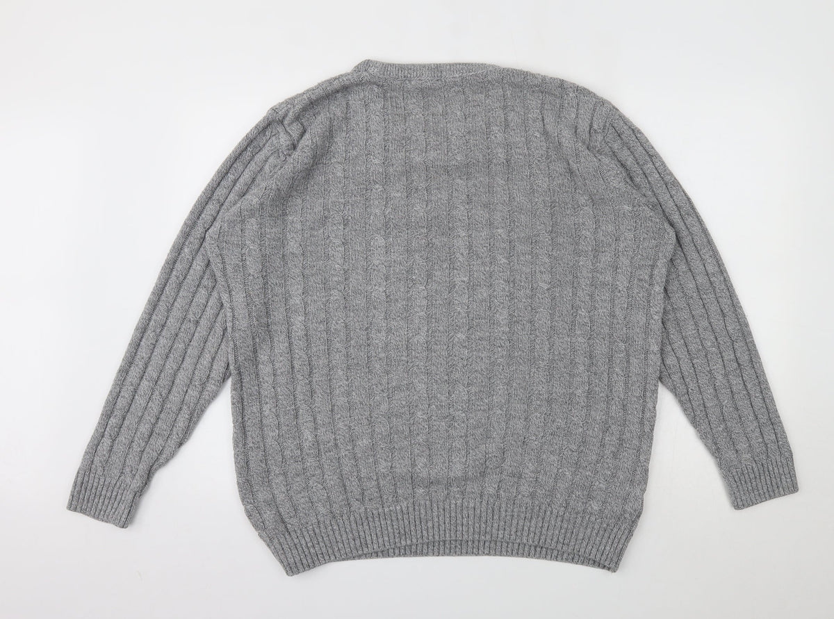 Back view of Bellisimo men’s grey pullover sweatshirt, size XL