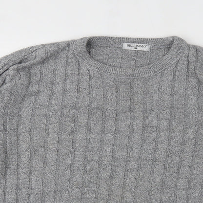 Close-up detail of Bellisimo men’s grey pullover sweatshirt, size XL