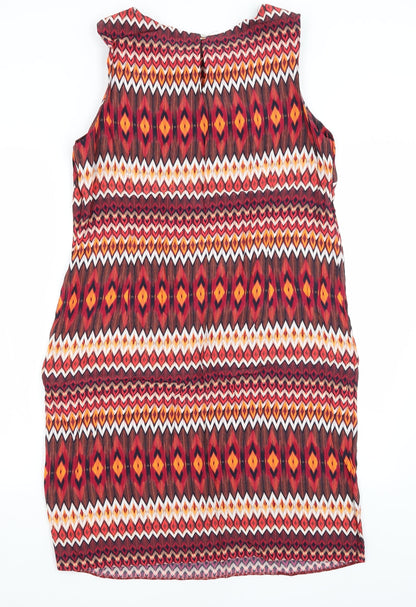 Preworn Womens Red Geometric  Pencil Dress  Size M
