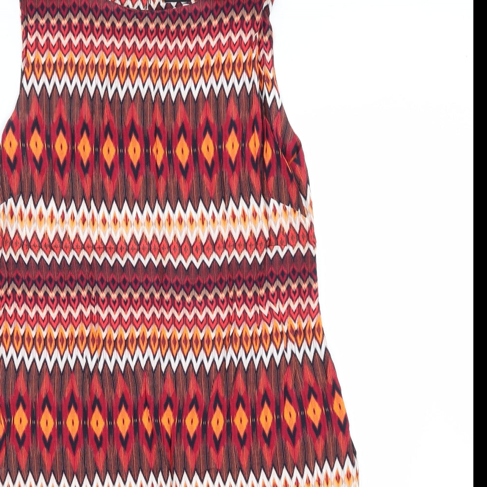 Preworn Womens Red Geometric  Pencil Dress  Size M