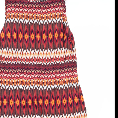 Preworn Womens Red Geometric  Pencil Dress  Size M