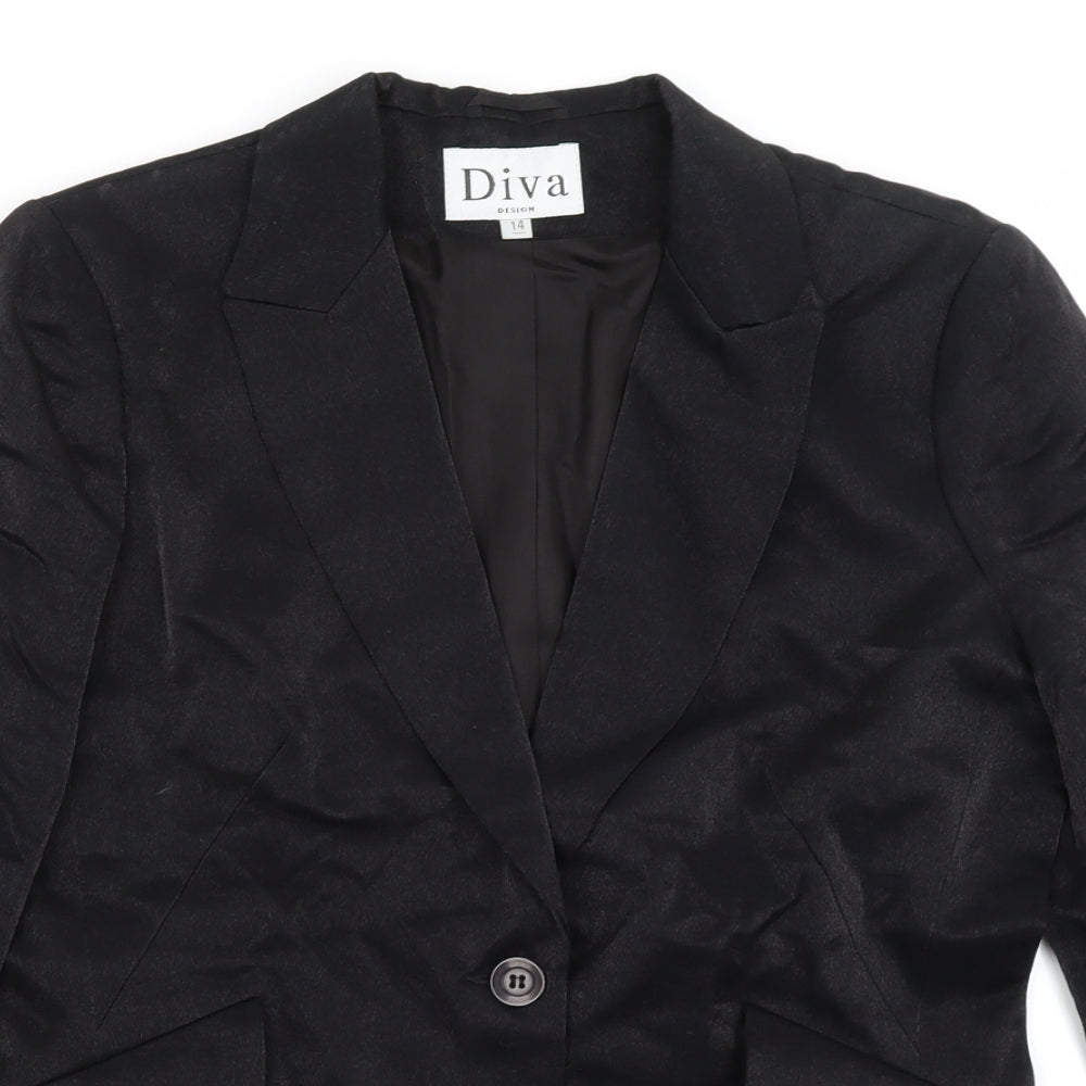 Diva Womens Black   Jacket Blazer Size 14