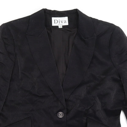 Diva Womens Black   Jacket Blazer Size 14
