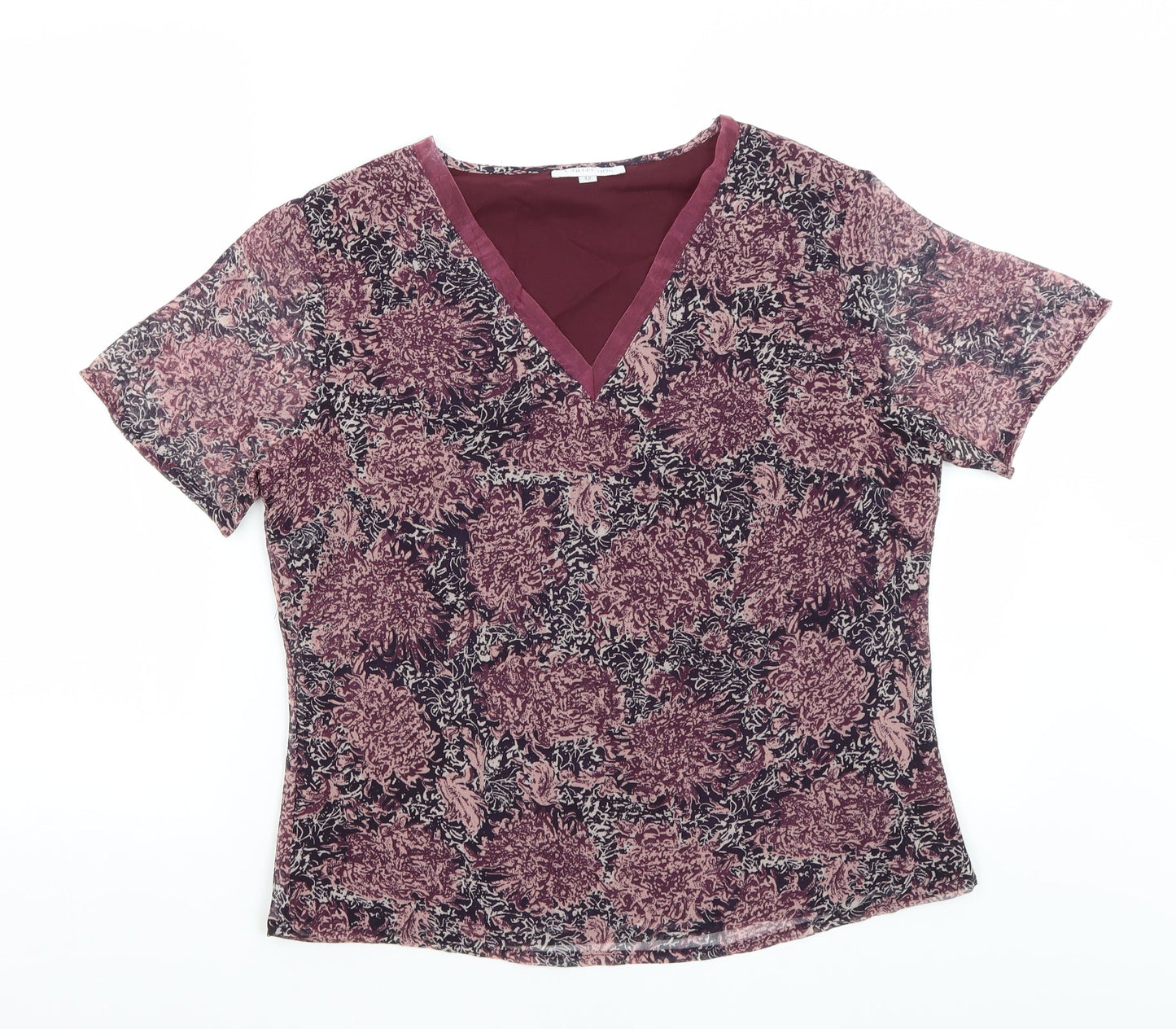 Womens UK Size 12 Collection Purple Basic T-Shirt
