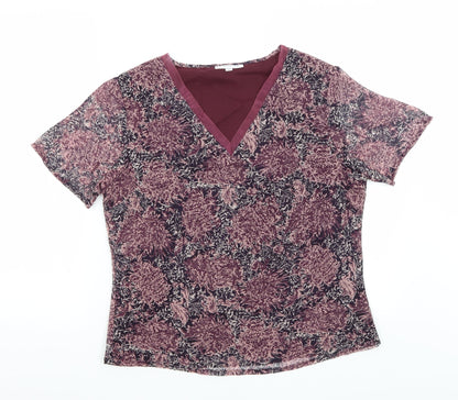 Womens UK Size 12 Collection Purple Basic T-Shirt
