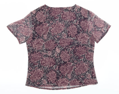 Womens UK Size 12 Collection Purple Basic T-Shirt