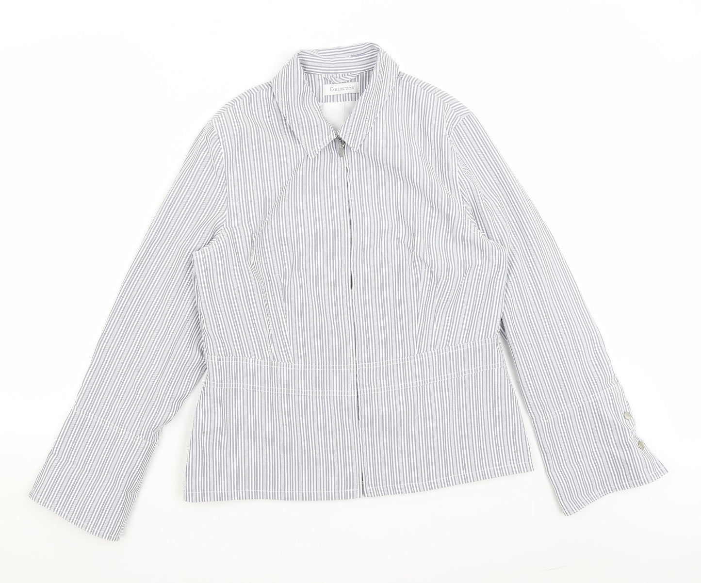 Collection Womens Blue Striped  Jacket Blazer Size 14