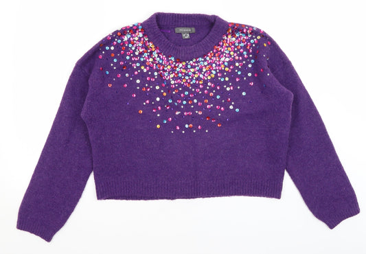 Primark Womens Purple   Pullover Jumper Size S