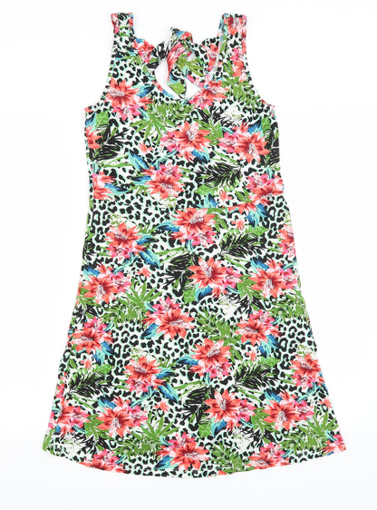 George Womens Green Animal Print  T-Shirt Dress  Size XS